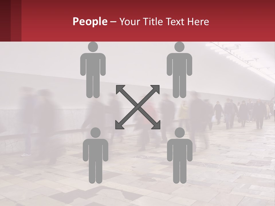 A Group Of People Walking Down A Long Hallway PowerPoint Template