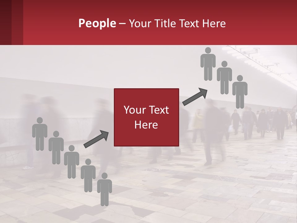 A Group Of People Walking Down A Long Hallway PowerPoint Template