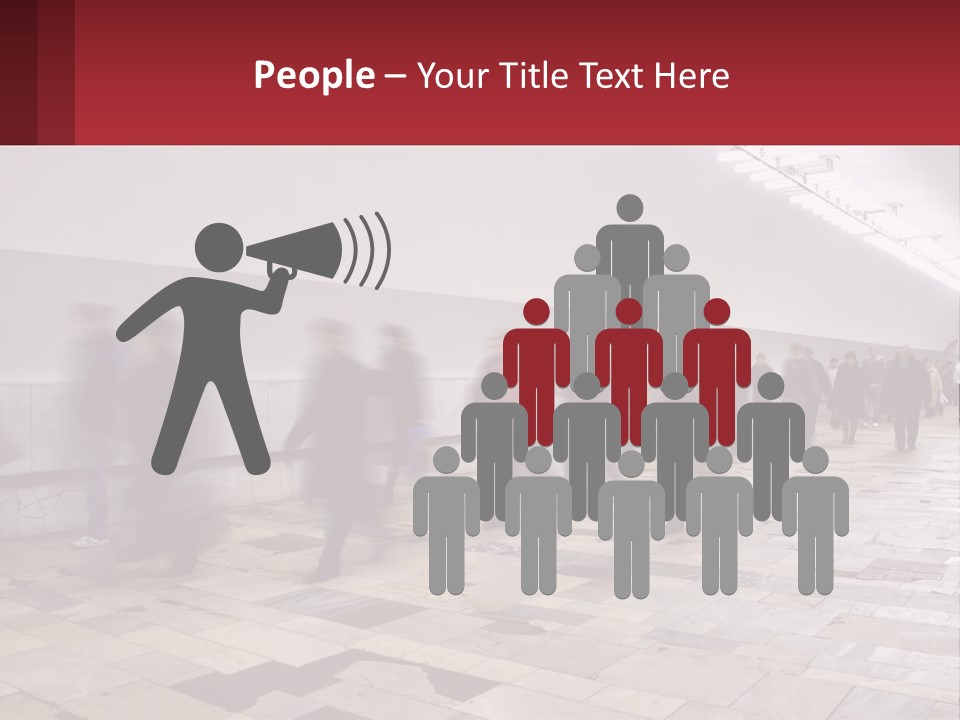 A Group Of People Walking Down A Long Hallway PowerPoint Template