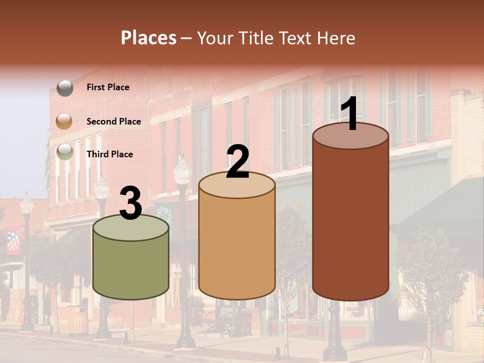 A Row Of Brick Buildings On A City Street PowerPoint Template