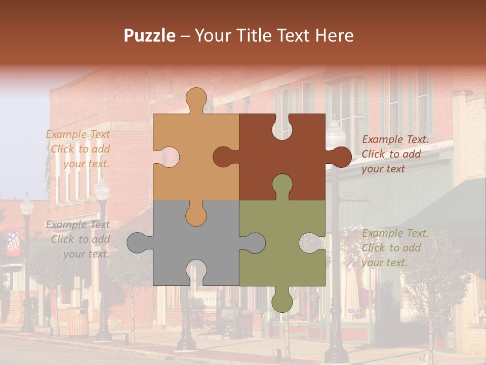 A Row Of Brick Buildings On A City Street PowerPoint Template