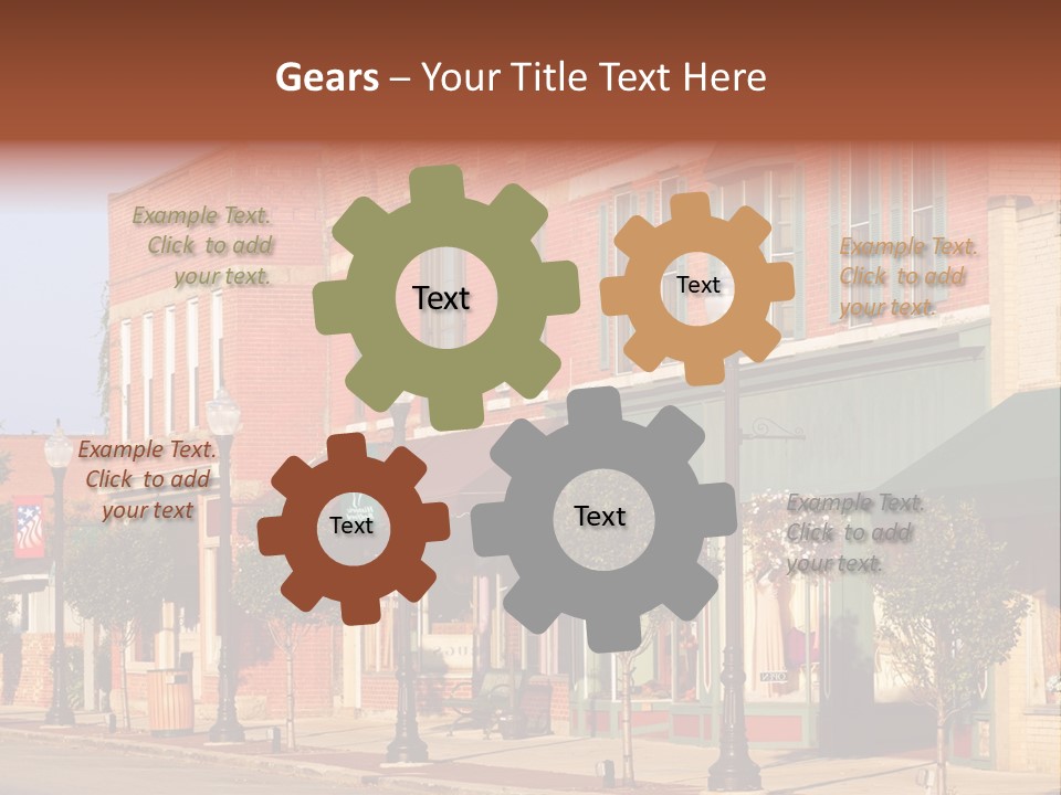 A Row Of Brick Buildings On A City Street PowerPoint Template