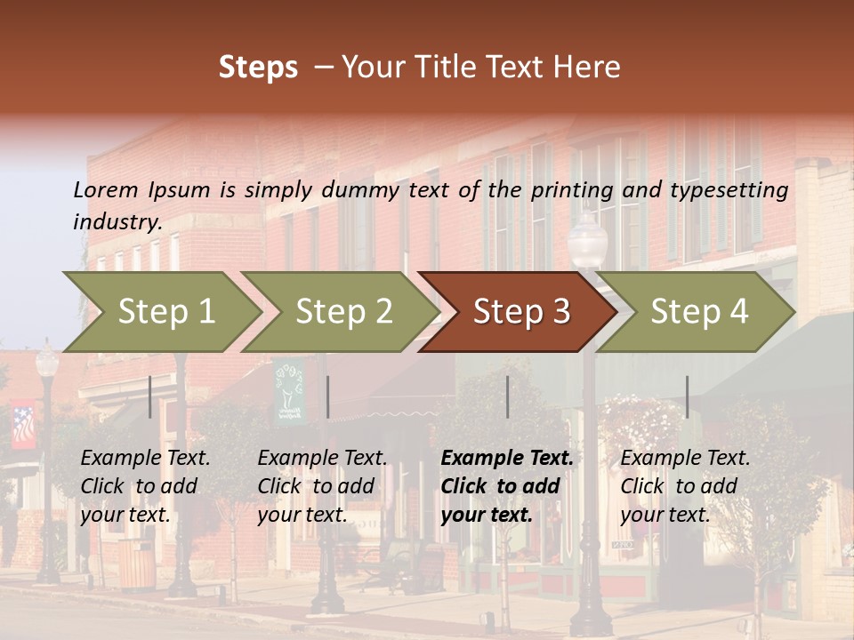 A Row Of Brick Buildings On A City Street PowerPoint Template