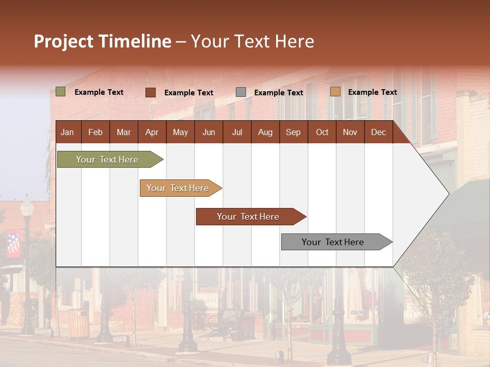 A Row Of Brick Buildings On A City Street PowerPoint Template