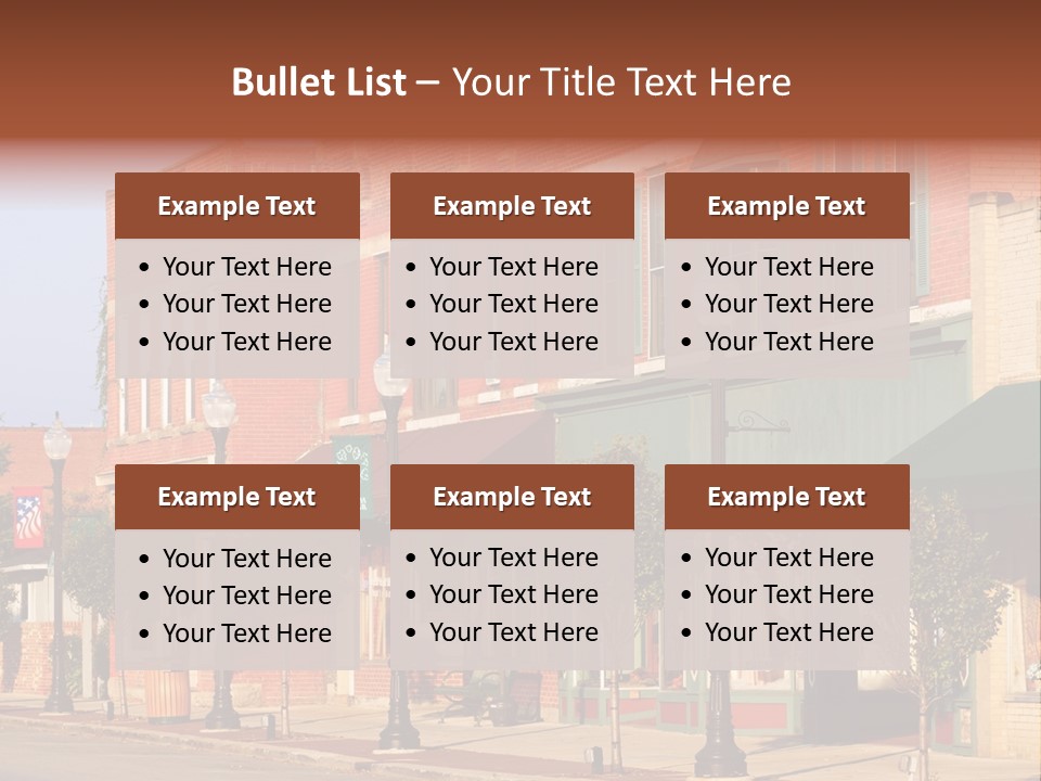 A Row Of Brick Buildings On A City Street PowerPoint Template