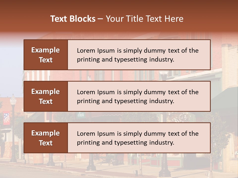 A Row Of Brick Buildings On A City Street PowerPoint Template