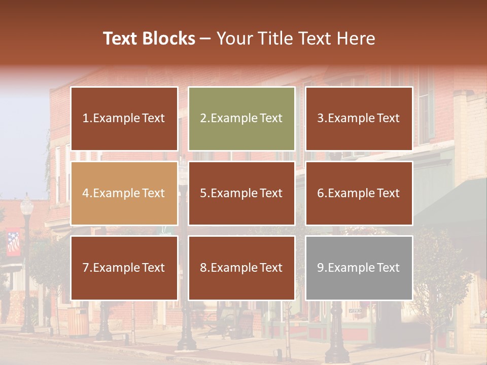 A Row Of Brick Buildings On A City Street PowerPoint Template