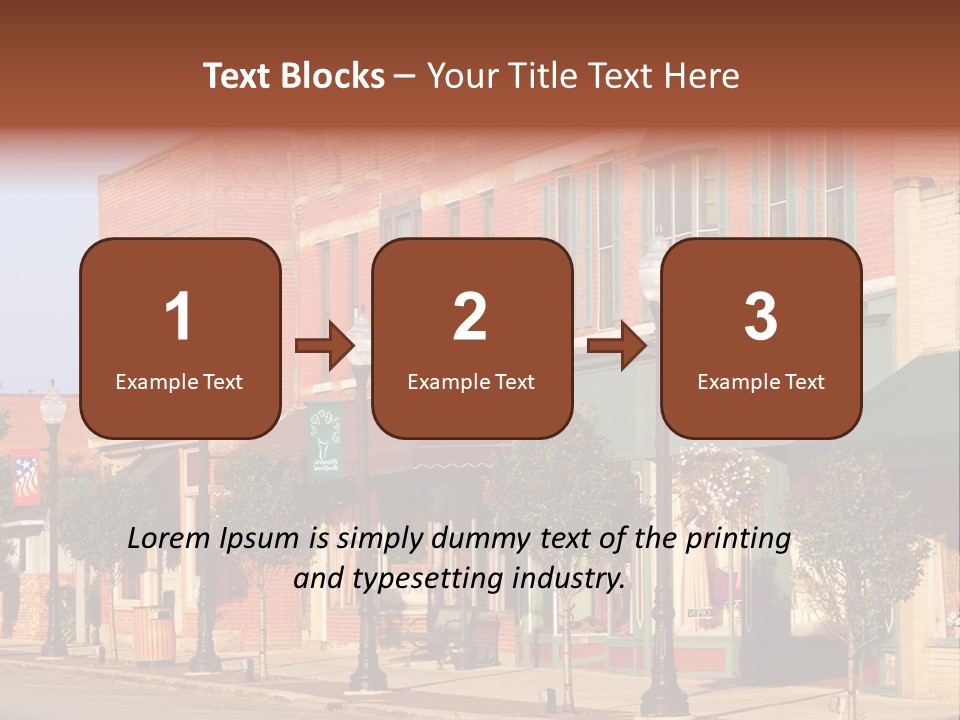 A Row Of Brick Buildings On A City Street PowerPoint Template
