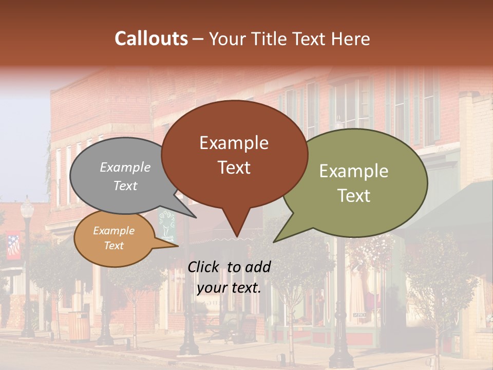A Row Of Brick Buildings On A City Street PowerPoint Template