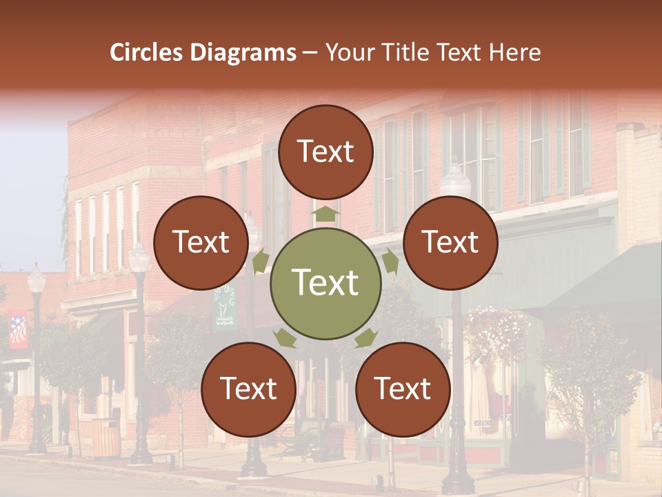 A Row Of Brick Buildings On A City Street PowerPoint Template