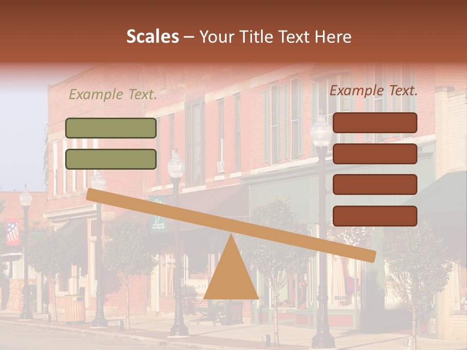 A Row Of Brick Buildings On A City Street PowerPoint Template