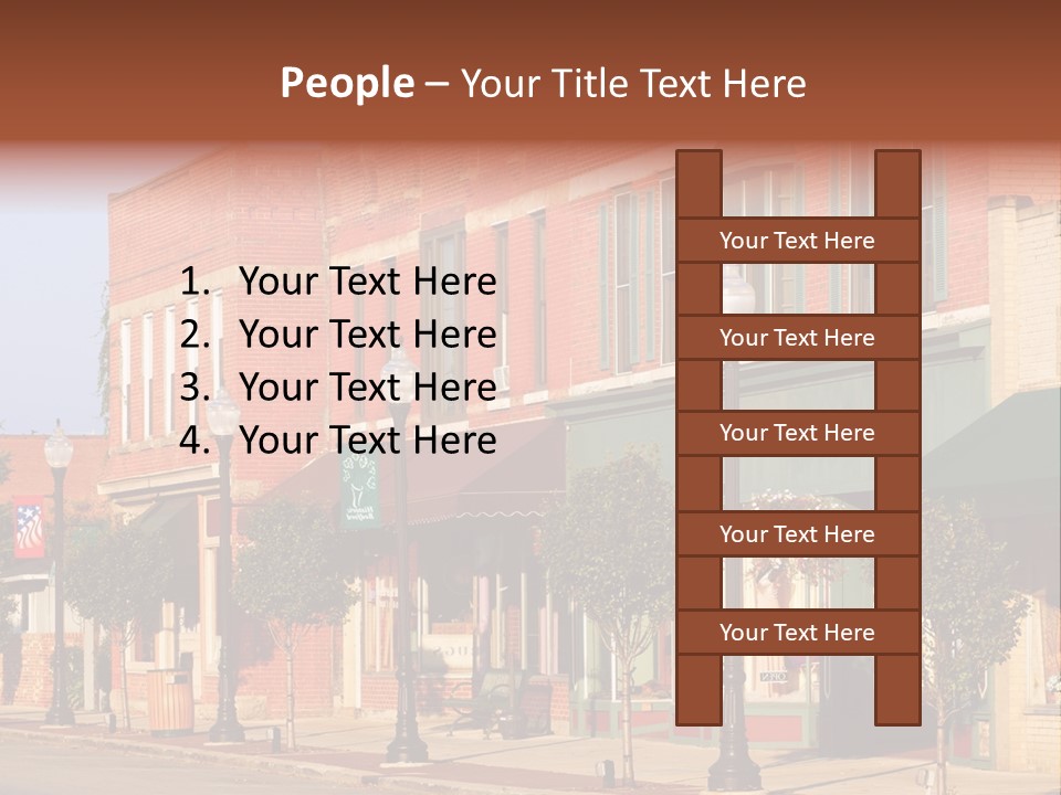 A Row Of Brick Buildings On A City Street PowerPoint Template