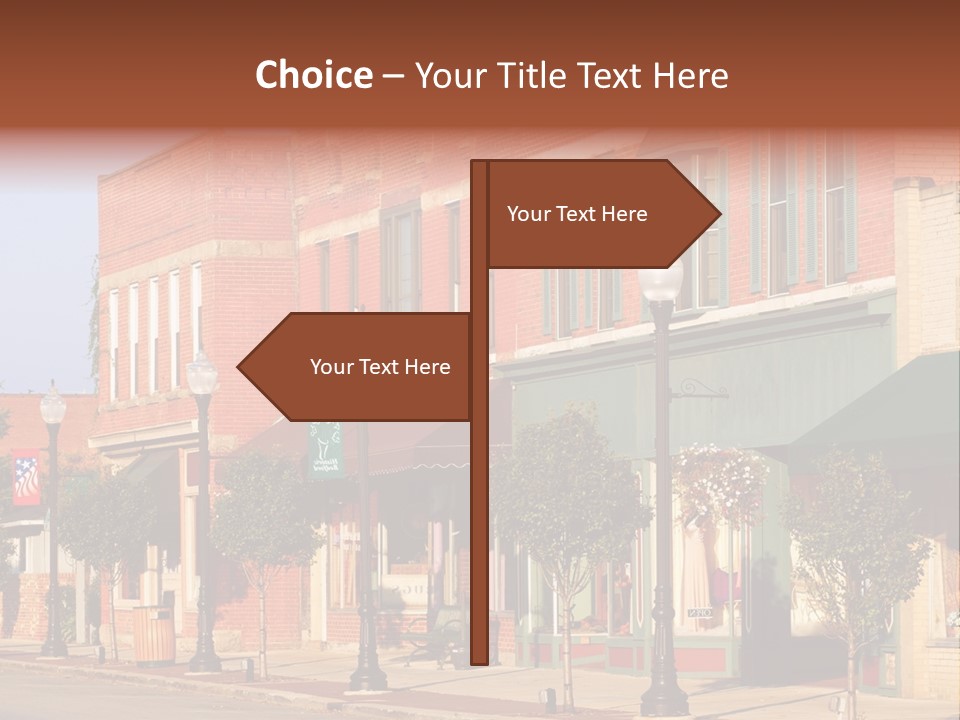 A Row Of Brick Buildings On A City Street PowerPoint Template