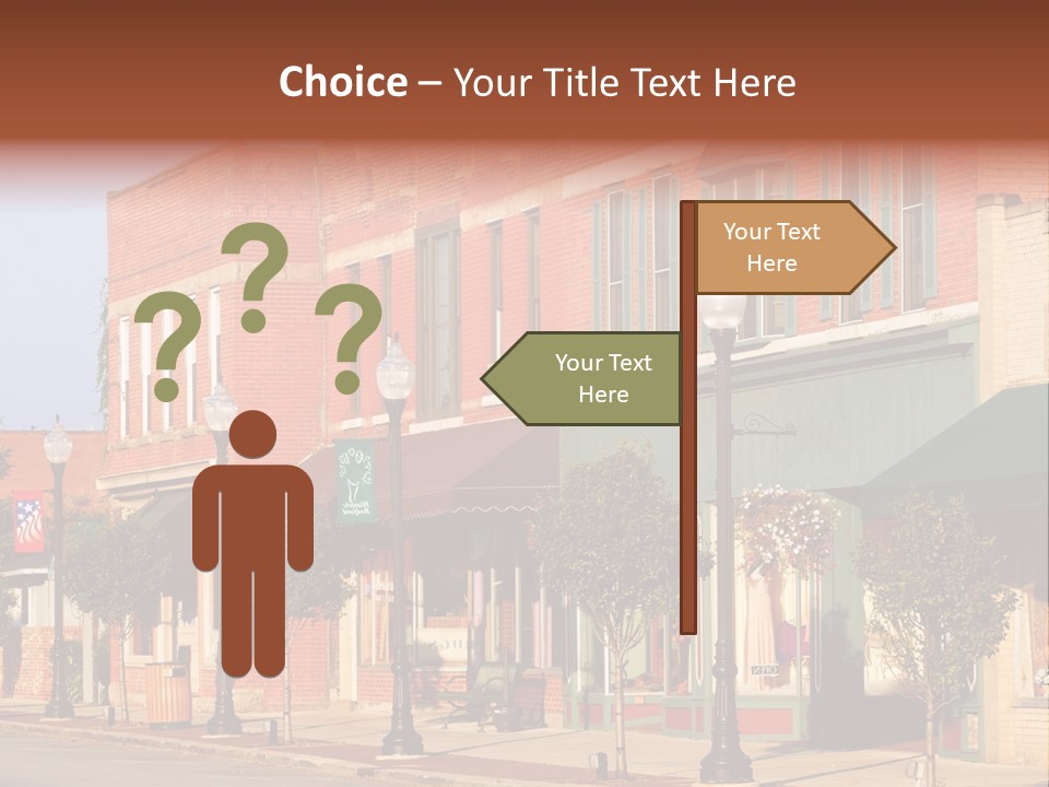 A Row Of Brick Buildings On A City Street PowerPoint Template