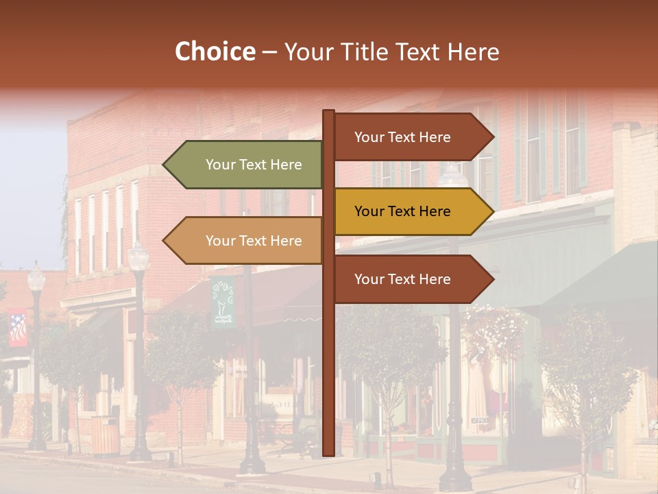 A Row Of Brick Buildings On A City Street PowerPoint Template