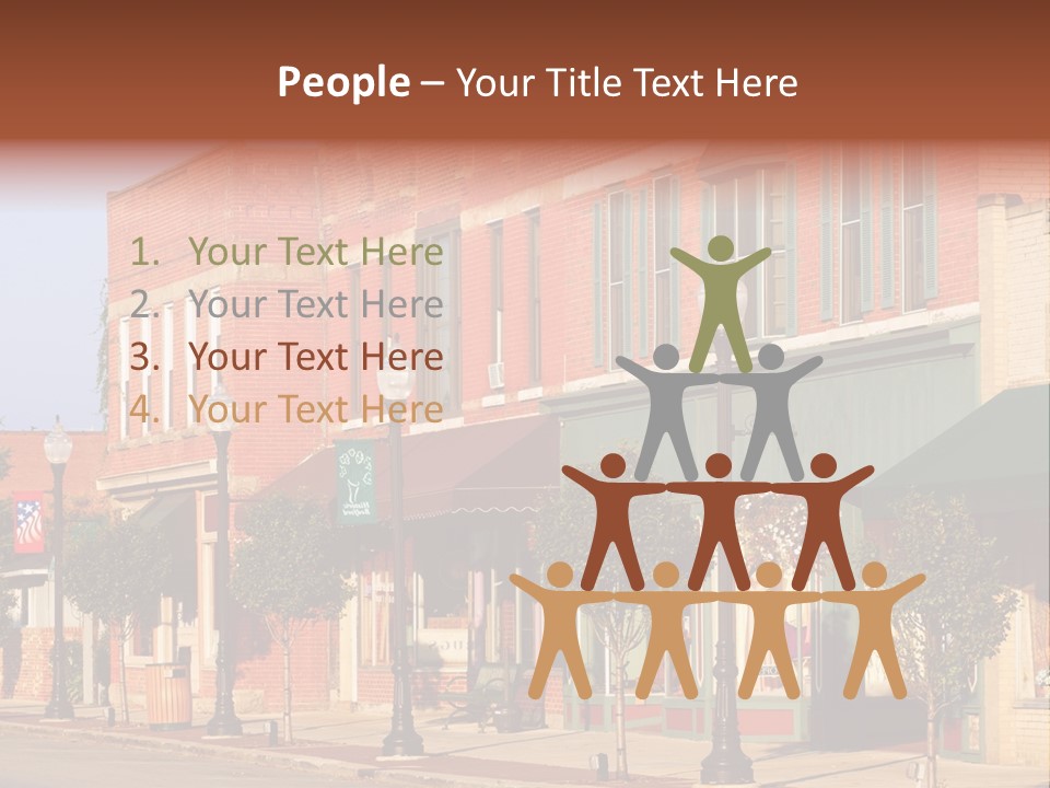 A Row Of Brick Buildings On A City Street PowerPoint Template