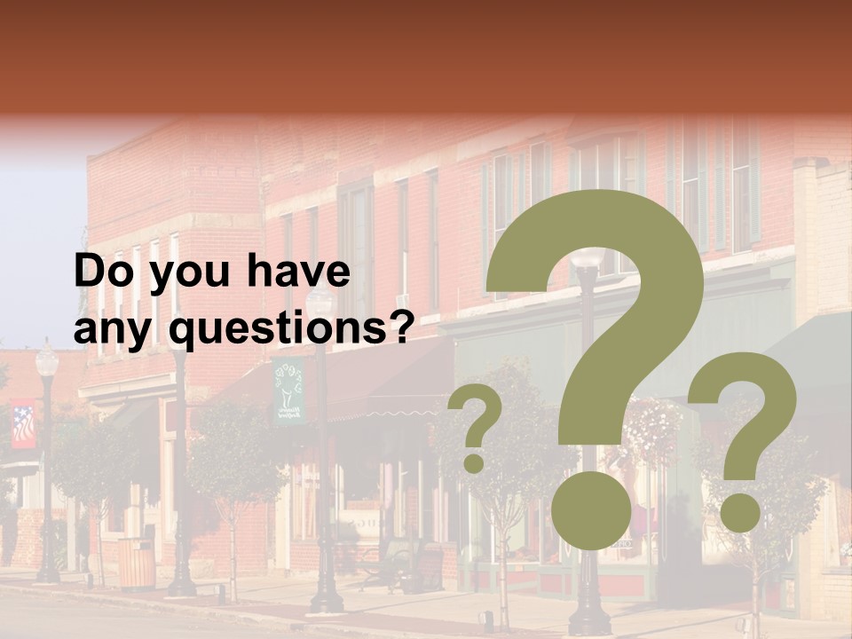 A Row Of Brick Buildings On A City Street PowerPoint Template