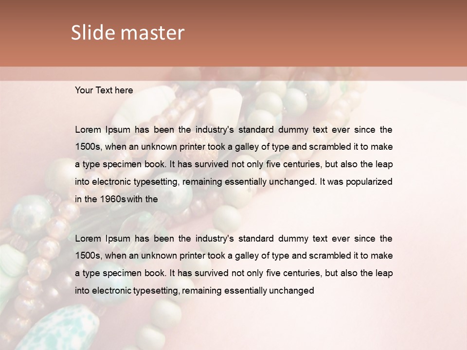 A Woman Wearing A Green And White Beaded Necklace PowerPoint Template