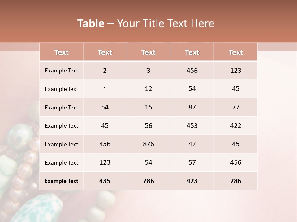 A Woman Wearing A Green And White Beaded Necklace PowerPoint Template