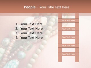 A Woman Wearing A Green And White Beaded Necklace PowerPoint Template