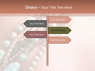 A Woman Wearing A Green And White Beaded Necklace PowerPoint Template