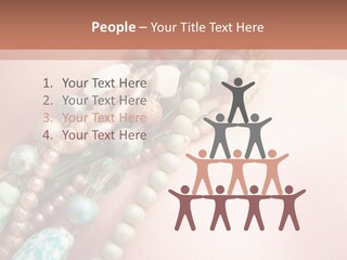 A Woman Wearing A Green And White Beaded Necklace PowerPoint Template