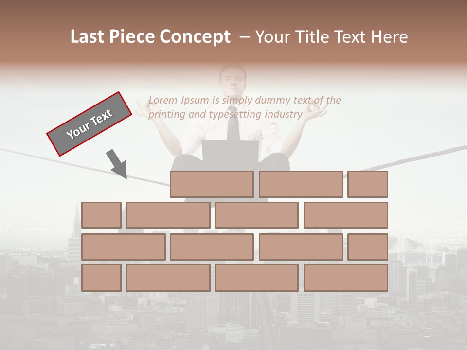 A Man Sitting On A Rope With A Laptop In His Hands PowerPoint Template