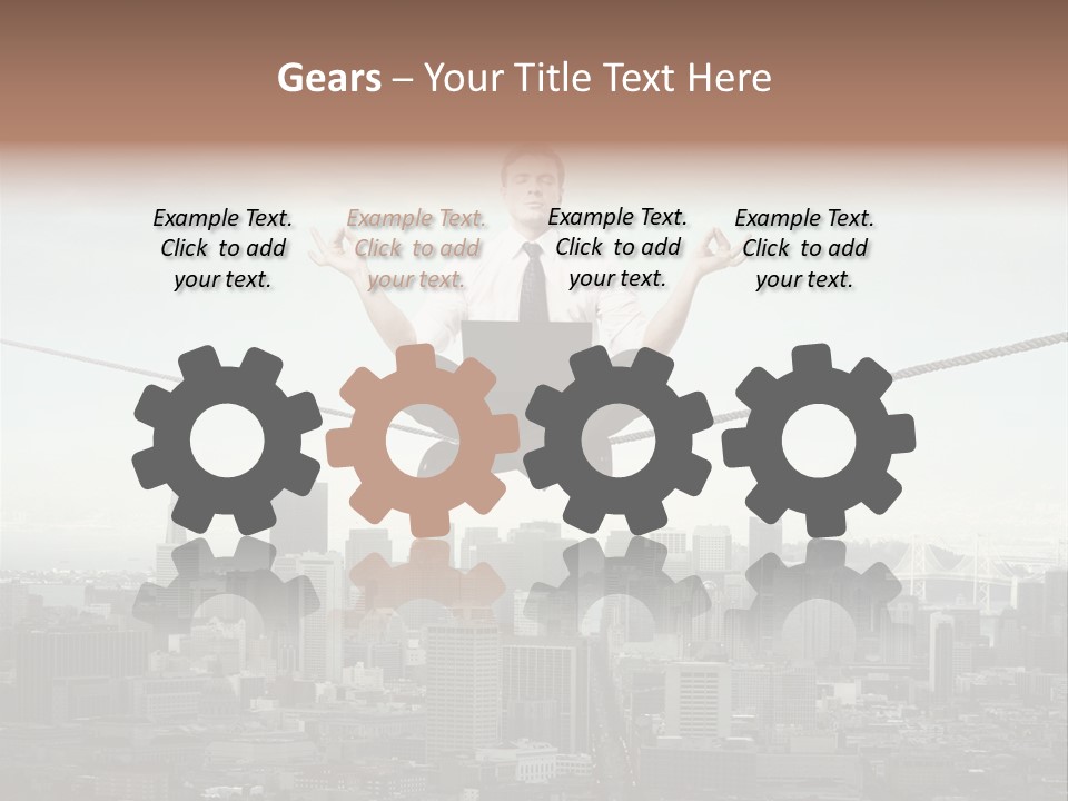 A Man Sitting On A Rope With A Laptop In His Hands PowerPoint Template