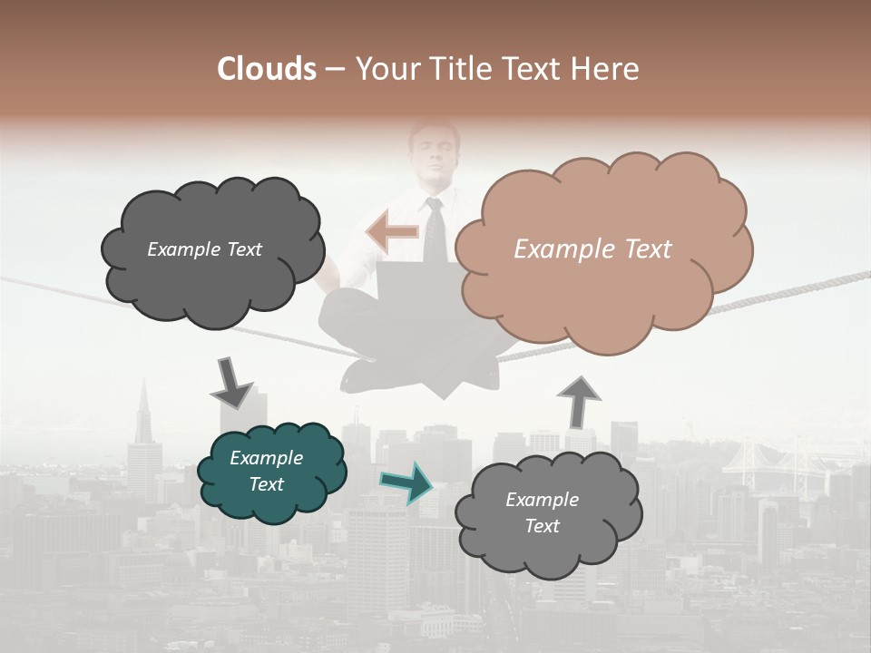 A Man Sitting On A Rope With A Laptop In His Hands PowerPoint Template