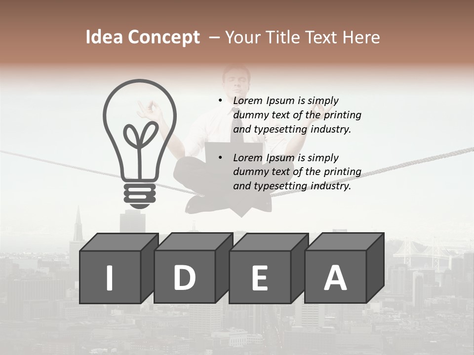 A Man Sitting On A Rope With A Laptop In His Hands PowerPoint Template