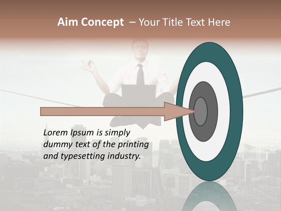 A Man Sitting On A Rope With A Laptop In His Hands PowerPoint Template