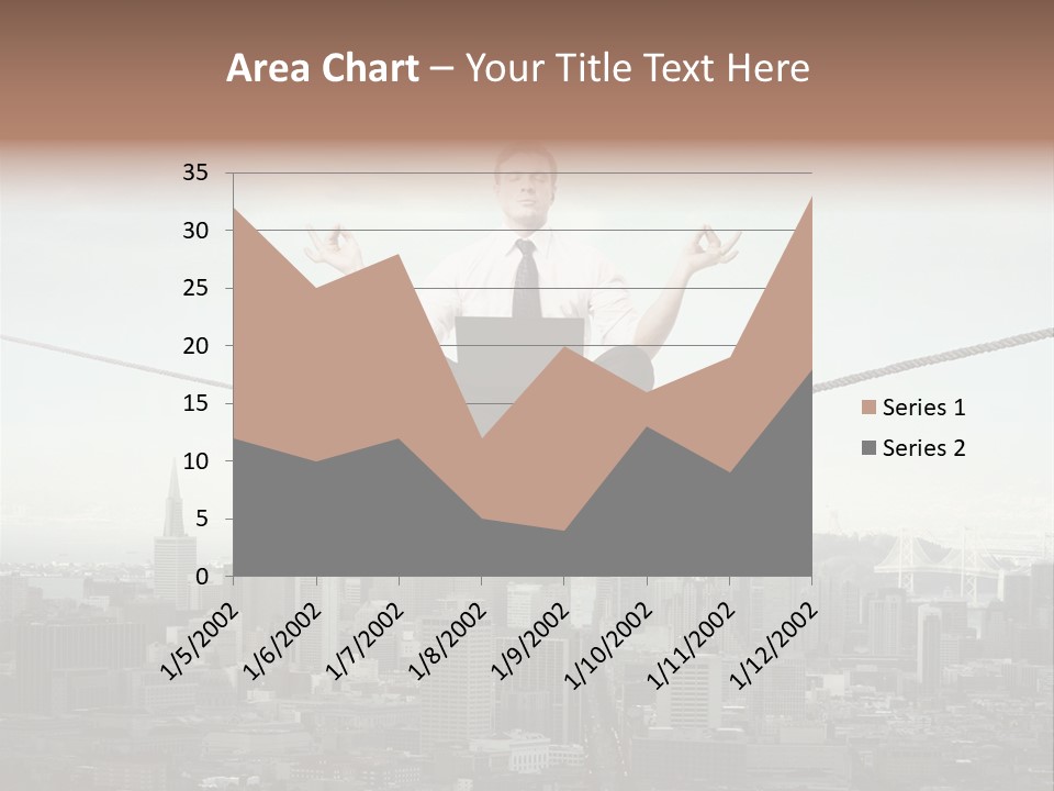 A Man Sitting On A Rope With A Laptop In His Hands PowerPoint Template