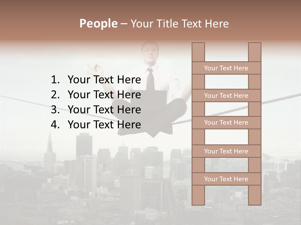 A Man Sitting On A Rope With A Laptop In His Hands PowerPoint Template