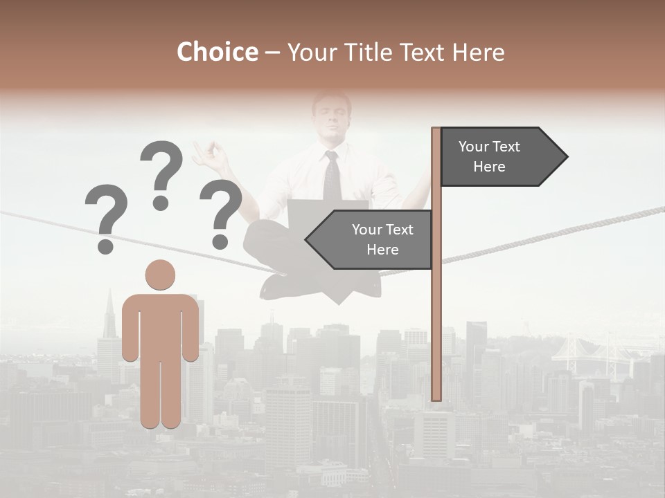 A Man Sitting On A Rope With A Laptop In His Hands PowerPoint Template