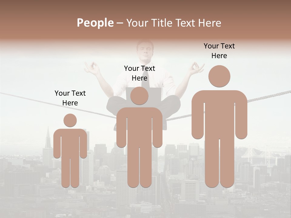 A Man Sitting On A Rope With A Laptop In His Hands PowerPoint Template