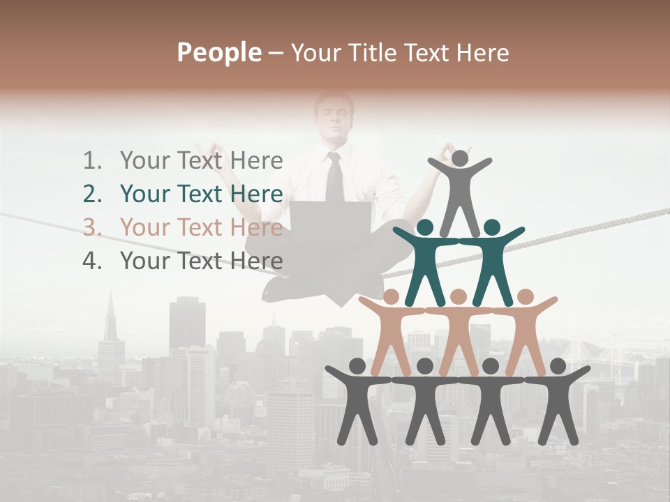 A Man Sitting On A Rope With A Laptop In His Hands PowerPoint Template