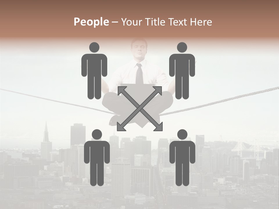 A Man Sitting On A Rope With A Laptop In His Hands PowerPoint Template