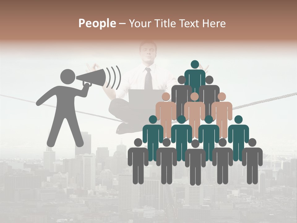 A Man Sitting On A Rope With A Laptop In His Hands PowerPoint Template