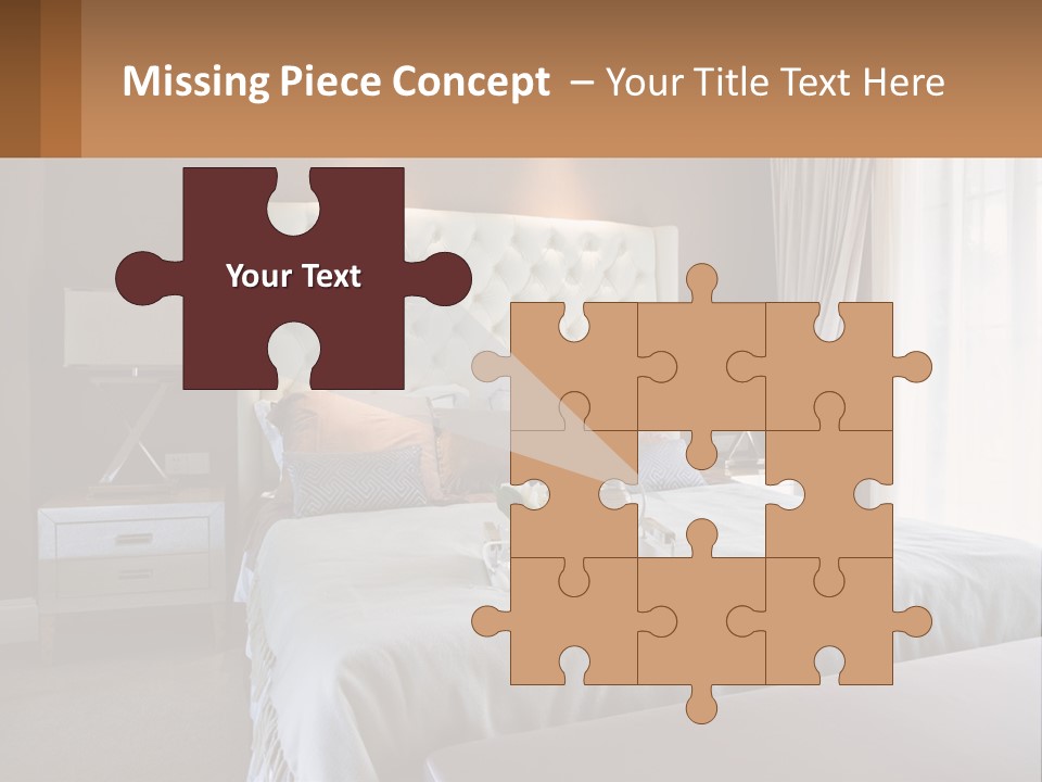 A Bedroom With A Large Bed And A White Headboard PowerPoint Template