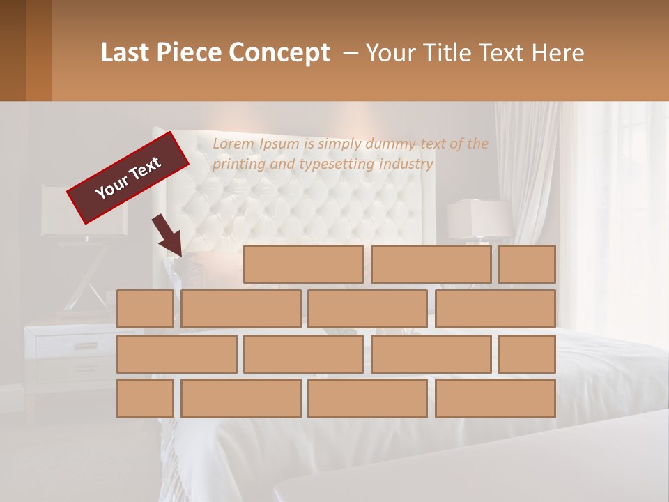 A Bedroom With A Large Bed And A White Headboard PowerPoint Template