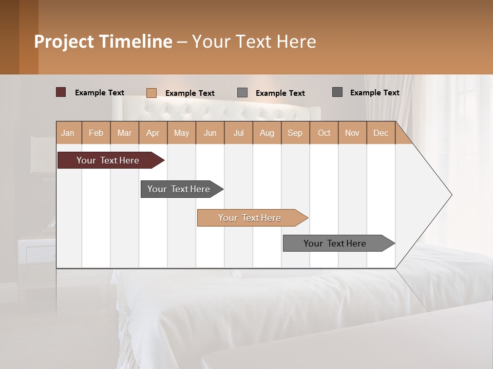 A Bedroom With A Large Bed And A White Headboard PowerPoint Template