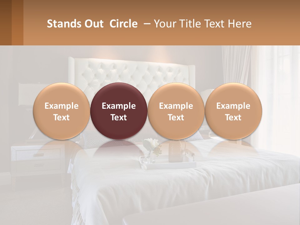 A Bedroom With A Large Bed And A White Headboard PowerPoint Template