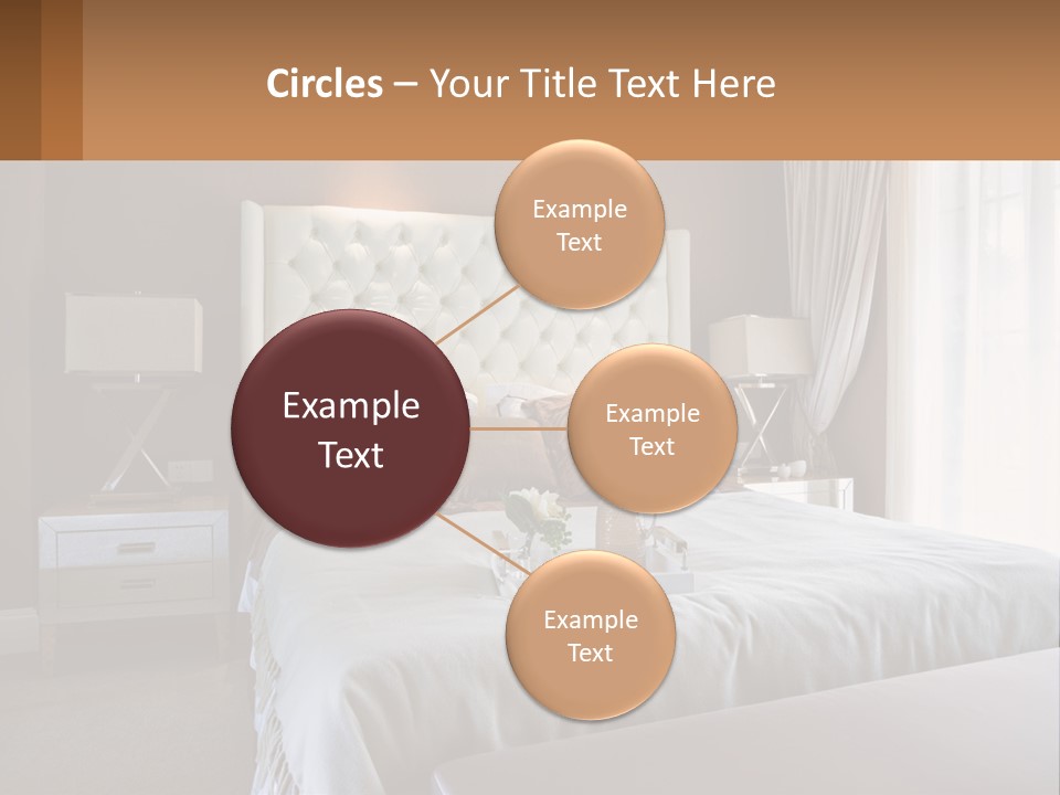 A Bedroom With A Large Bed And A White Headboard PowerPoint Template