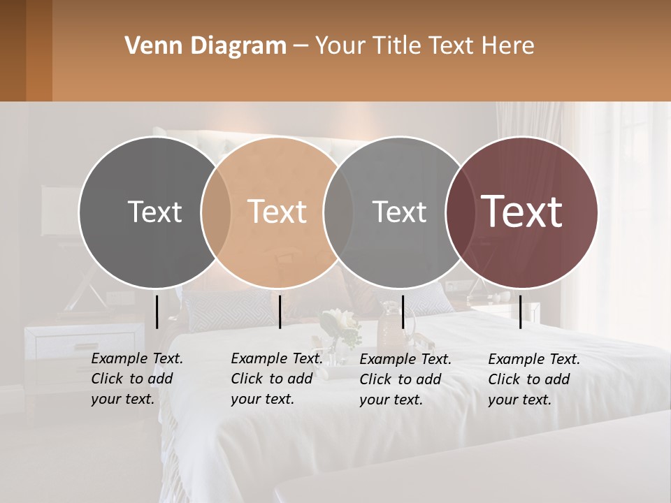 A Bedroom With A Large Bed And A White Headboard PowerPoint Template