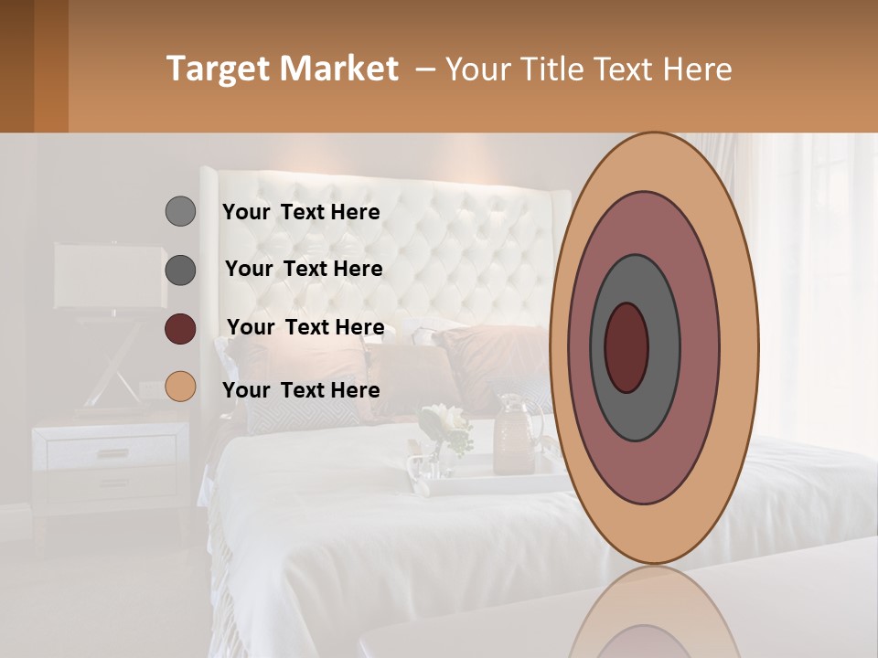 A Bedroom With A Large Bed And A White Headboard PowerPoint Template