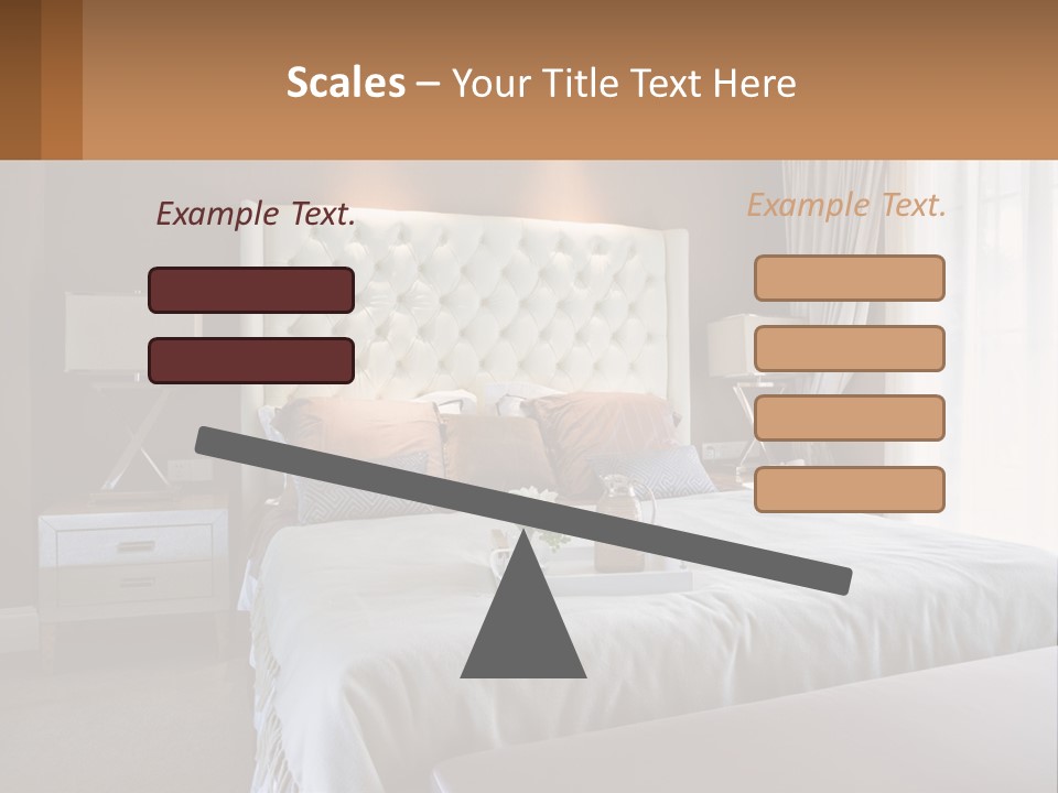 A Bedroom With A Large Bed And A White Headboard PowerPoint Template