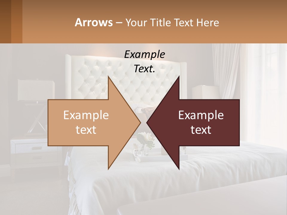 A Bedroom With A Large Bed And A White Headboard PowerPoint Template