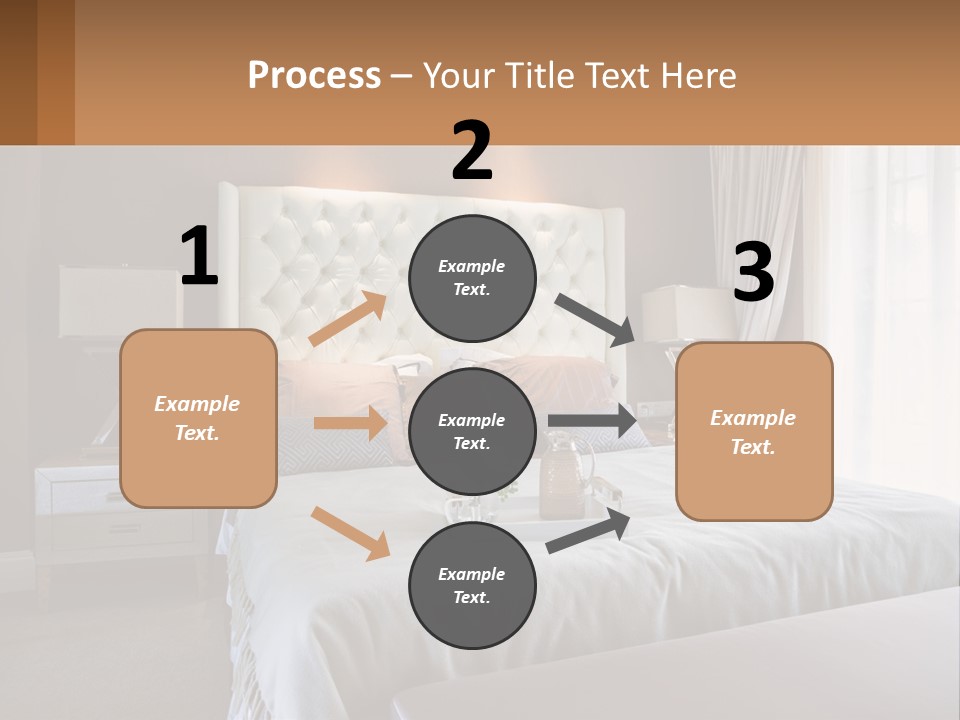 A Bedroom With A Large Bed And A White Headboard PowerPoint Template