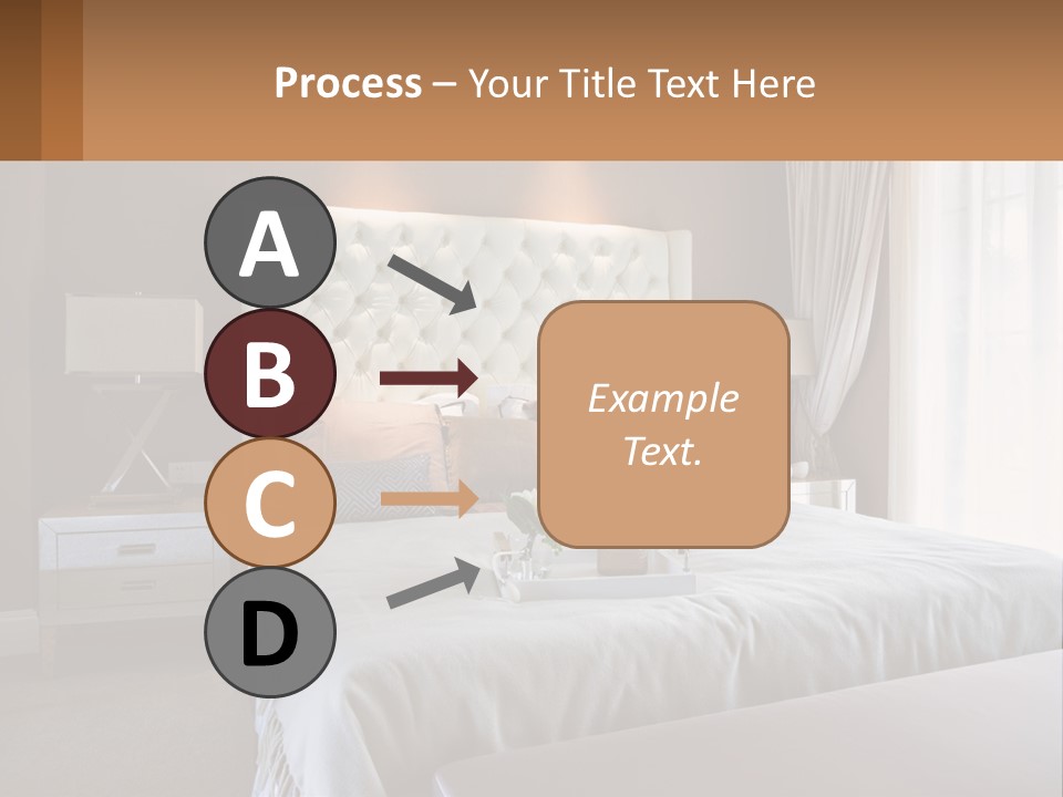 A Bedroom With A Large Bed And A White Headboard PowerPoint Template