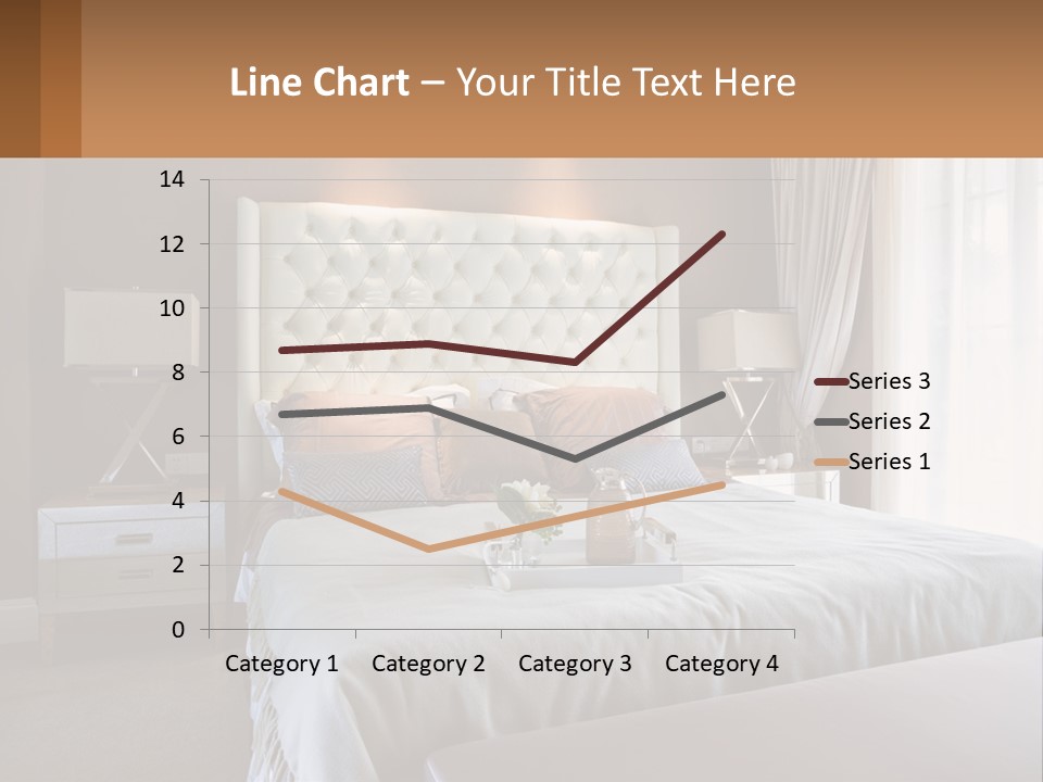 A Bedroom With A Large Bed And A White Headboard PowerPoint Template